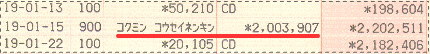 遡り厚生年金の支給の実物の通帳です